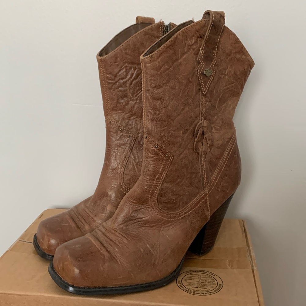Harley Davidson leather cowboy booties